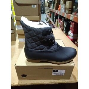 KOLILI Women's Duck Boot | Waterproof Shell Snow Boot Black Grey 7